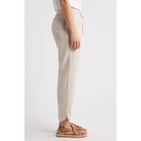Caslon Women's Tapered Linen Pants Elastic Waist Flax Beige Size Large - Picture 9 of 9